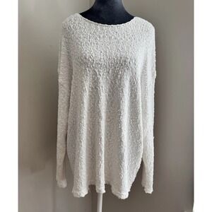 J. Jill Knit Popcorn Sweater 3X White Cotton Boatneck Yacht Luxury Old Money